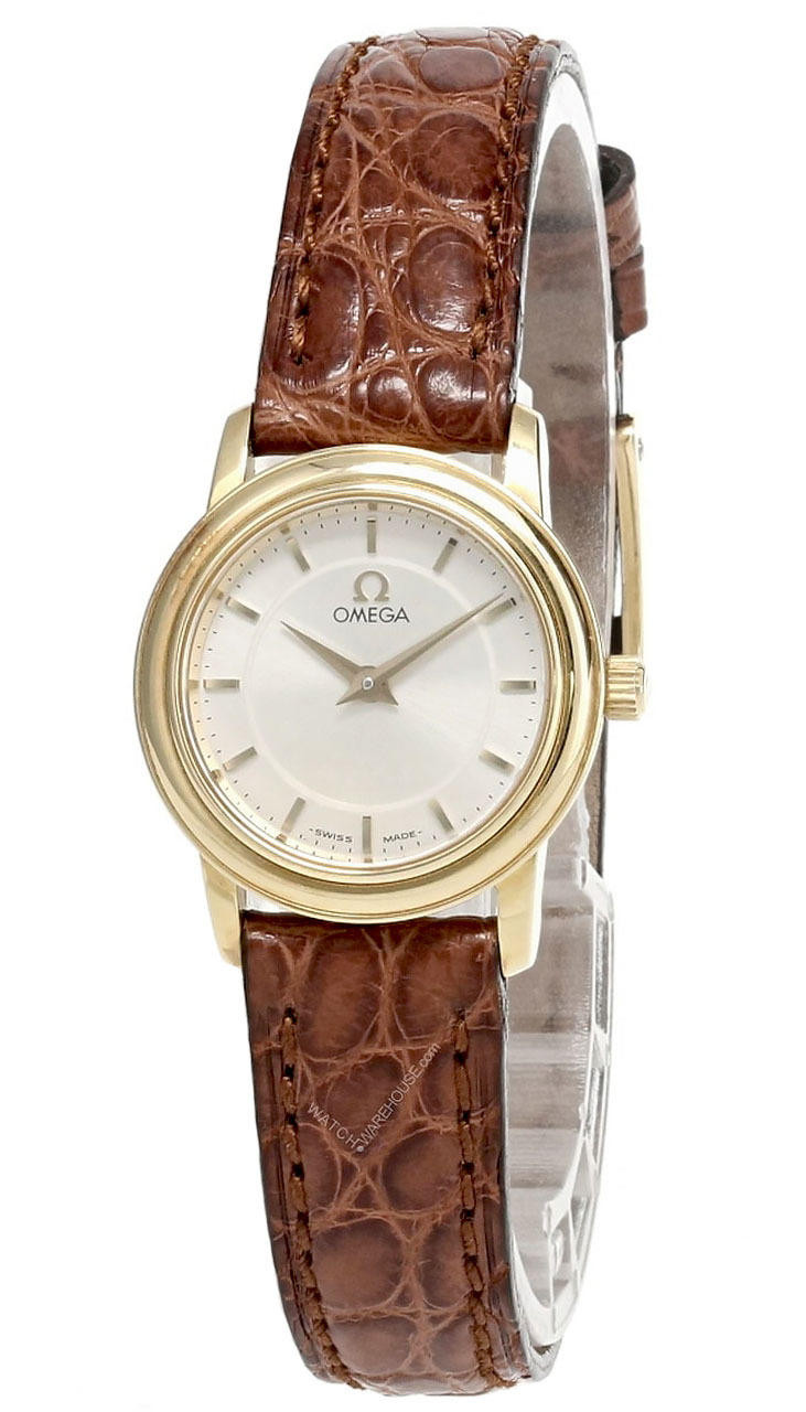 OMEGA Watches DEVILLE PRESTIGE 18K GOLD CASE LTHR WOMEN'S WATCH 46703102 - Click Image to Close